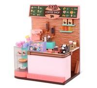 Our Generation Love U Latte playset caffetteria per bambole da 46 cm | Caffetteria per bambole da 46 cm con 64 pezzi, macchina da caffè con 3 suoni, vetrina girevole e menu illustrato, 5+ anni