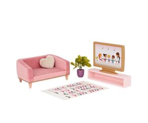 Our Generation - OG Lovely Set da soggiorno - Mobili per la casa delle bambole - Divano, tappeto e televisore - Accessori per bambole da 46 cm - Giocattolo per bambini dai 3 anni in su