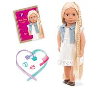 Our Generation Phoebe, bambola da 46 cm con estensioni per capelli | Capelli biondi lisci molto lunghi, occhi marroni che si aprono e si chiudono, pettine e guida per acconciature, 3+ anni