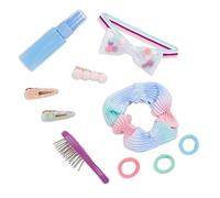 Our Generation Pretty Pom Poms - Set di fermagli per capelli, spazzola, elastici per capelli e molto altro ancora, accessori per bambole da 46 cm, gioco fantasia, giocattolo per bambini dai 3 anni in