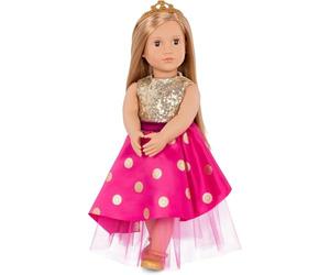 Our Generation - Sarah - Bambola da 46 cm - Capelli biondi e occhi castani - Abito e diadema - Gioco di finzione - Giocattolo per bambini dai 3 anni in su