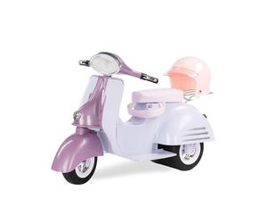Our Generation - Scooter Ride in Style - Viola e Blu - Accessori per Bambole da 18 Pollici - Scooter - Playset di Veicoli - Gioco di finzione - Giocattolo per Bambini dai 3 Anni in su