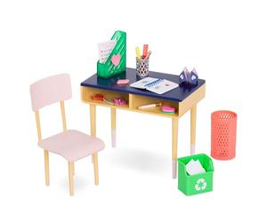 Our Generation - Set da scrivania Brilliant Bureau - Accessori per Bambole da 46 cm - Mobili per la casa delle Bambole con scrivania e Sedia - Giocattolo per Bambini dai 3 Anni in su