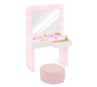 Our Generation set di vanità Glam & Glow con specchio luminoso | Per bambole da 46 cm, con tavolo da trucco rosa, 2 cassetti apribili, pouf e accessori per beauty e capelli, 5+ anni