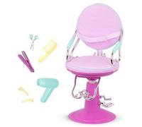 Our Generation Sitting Pretty, sedia da salone lilla per bambole | Set da 7 pezzi per bambole da 46 cm con sedia regolabile, pettine, forbici, 2 fermagli, phon e piastra finti, 3+ anni