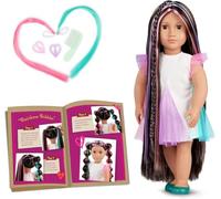 Our Generation - Tina - Bambola cresci capelli da 46 cm - Occhi marroni realistici e capelli Arc-en-ciel lunghissimi - Giocattolo per bambini dai 3 anni in su