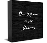 Our Kitchen Is For Dancing New Home Decor Rustico Idee Regalo Cartello in Legno Scrivania Mensola Agriturismo Decorazioni per la Camera 12,7 × 12,7