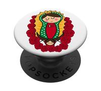 Our Lady of Guadalupe Cute Cartoon Virgen De Guadalupe PopSockets PopGrip Adesivo