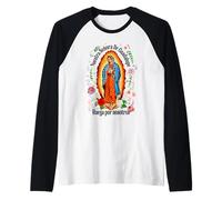 Our Lady Virgen De Guadalupe Saint Virgin Mary Roses Flowers Maglia con Maniche Raglan