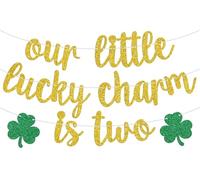 Our Little Lucky Charm is Two Banner, Shamrock Baby Second Birthday, Festa di San Patrizio Tema 2° Compleanno Due Anni Decorazioni per Feste Forniture per Ragazzo Ragazza