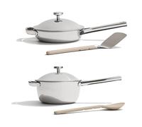 Our Place Titanium Pro Mini Cookware Duo - Always Pan & Perfect Pentola con tecnologia antiaderente senza rivestimento | Tri-Ply Titanium & Acciaio Inox | Sicuro per forno, induzione e piani cottura
