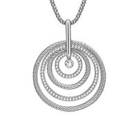 Ouran - Collana con ciondolo a forma di cerchio, da donna, in oro rosa o argento, con cristalli, idea regalo per amici e placcato Argento, cod. XL06297