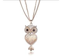 Ouran Collana di moda per le donne, ciondolo fortunato gufo collana per le ragazze catena lunga collana brillante CZ collana ciondolo di cristallo, cristallo, Cristallo, cristallo