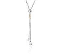 Ouran Collana lunga da tennis per donna, collana pendente nappa per bambina Collana a catena in oro e argento con con zirconi di cristallo (Placcato argento)