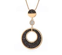 Ouran Collana Pendente con Ciondolo per Donna, Collana Lunga in Argento Oro con Collana Nera con Diamanti e Cristallo per i Migliori Amici (Disco Rotondo, Placcato Oro)