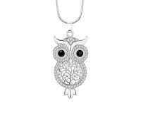 Ouran Collana per Donna, Collana con Pendente a Forma di Gufo Ragazza Collana con Collana a Catena Lunga in Oro Rosa con Cristallo (Placcato Argento)