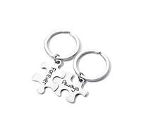 Ouran Portachiavi a forma di puzzle per coppie, portachiavi in acciaio inox personalizzato con incisione, regalo di San Valentino per il tuo amore (#6 Forever & Always)