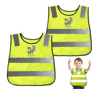 Ourdort 2 Pezzi Giubbotto di Sicurezza per Bambini,Gilet Catarifrangente per Bambini,Giubbotto Catarifrangente Bambino,360° Gilet Alta Visibilita Universale per Bambini da 2 a 12 Anni (KL)