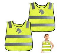 Ourdort 2 Pezzi Giubbotto di Sicurezza per Bambini,Gilet Catarifrangente per Bambini,Giubbotto Catarifrangente Bambino,360° Gilet Alta Visibilita Universale per Bambini da 2 a 12 Anni (DJS)