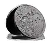 Ourhommie Medaglia a forma di angelo custode, moneta fortunata su entrambi i lati, da collezione, rotonda, in capsula, regalo commemorativo