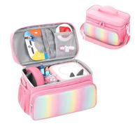 OURHZTB Custodia da trasporto compatibile con lettore audio Toniebox 2/1, borsa da viaggio per lettore audio, set organizer tasche per caricabatterie, carte, accessori per cuffie, rosa, Borsa per il