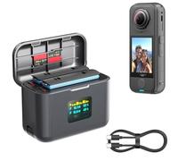 OURHZTB Custodia di ricarica rapida PD da 36 W per accessori Air Insta360 X4, schermo OLED Hub di ricarica intelligente a due vie compatibile con batterie Insta360 X4 Air Custodia di ricarica