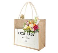 OURISE Borsa in iuta per educatore con cuore, in iuta come regalo per educatore, regalo di addio, regalo di ringraziamento
