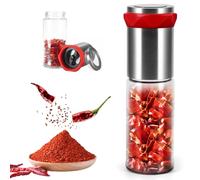 OurLeeme Macinino peperoncino in acciaio inox e vetro, per spezie grossolane e peperoncini secchi, macina spezie, macinaspezie con coperchio protettivo per aromi, 170 ml