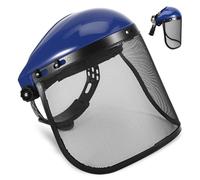 OurLeeme Protezione per il viso, casco con visiera a rete e fascia regolabile leggera per decespugliatori e lavori di levigatura, protezione da liquidi e schegge, blu