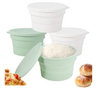 OurLeeme Set di 4 scatole per pizza con coperchio, in silicone traspirante, salvaspazio, lavabile in lavastoviglie, per pizza, lievito e pane