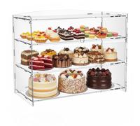 Oursouion Contenitore per pane commerciale a 3 ripiani, espositore trasparente per torte, 48 x 23 x 34 cm, in acrilico, vetrina per pasticceria, espositore per torte, per pane, dessert, cibo, biscotti