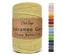 OurTop Corda Macramè, 2mm x 500m Filo Macrame Corda Macramè Filo Morbido Filato Macrame per Appendere La Parete, Fai Da Te, Artigianato, Lavori a Maglia, Lavori Decorativi(Giallo Chiaro)