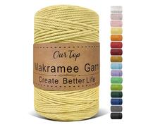 OurTop Corda Macramè, 3mm x 300m Filo Macrame Corda Macramè Filo Morbido Filato Macrame per Appendere La Parete, Fai Da Te, Artigianato, Lavori a Maglia, Lavori Decorativi(Giallo Chiaro)