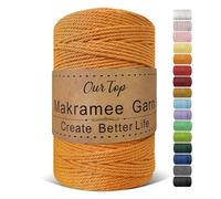 OurTop Corda Macramè, 3mm x 300m Filo Macrame Corda Macramè Filo Morbido Filato Macrame per Appendere La Parete, Fai Da Te, Artigianato, Lavori a Maglia, Lavori Decorativi(Giallo Scuro)