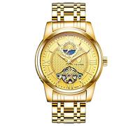 Ourui Orologi Da Polso,Orologio Da Uomo Meccanico Completamente Automatico Alla Moda Attraverso L'Orologio Impermeabile Inferiore, Tutto In Oro