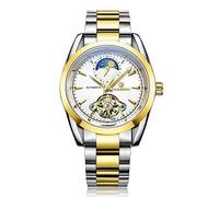 Ourui Orologi Da Polso,Orologio Da Uomo Tourbillon Orologio Da Polso Automatico Automatico Con Display A Stella Impermeabile, Cinturino In Acciaio Con Superficie Bianca In Oro