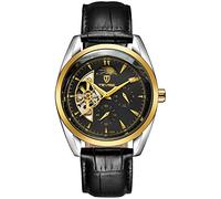 Ourui Orologi Da Polso,Orologio Meccanico Automatico Impermeabile A Stella Tourbillon, Oro E Nero Tra Le Cinture