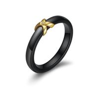 Ouruiba Anello in ceramica con iniziale X dorato Croisillon Zircone Gioielli Creatore Fede da donna - Nero Bianco, Ceramica