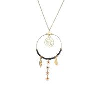 Ouruiba Collana con ciondolo circolare con frange, a forma di fiore, croce, rosa, in acciaio inossidabile, regolabile, gioiello bohémien, etnico, donna, acciaio inox