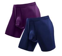 Ouruikia Boxer da uomo, anti-sfregamento, a gamba lunga, senza etichetta, con tasca separata, L
