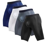 Ouruikia Mutande Uomo Ice Silk Boxer Shorts Asciugatura Rapida Gamba Lunga Invisibili Leggero Sottile Uomo BoxerBriefs, Pacco da 4, Nero/Blu Marino/Grigio/Bianco, L