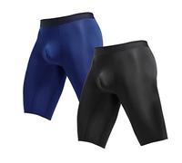 Ouruikia Mutande Uomo Ice Silk Boxer Shorts Asciugatura Rapida Gamba Lunga Invisibili Leggero Sottile Uomo BoxerBriefs, Pacco da 2, Nero/Blu Marino, S