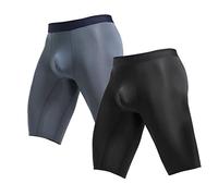 Ouruikia Mutande Uomo Ice Silk Boxer Shorts Asciugatura Rapida Gamba Lunga Invisibili Leggero Sottile Uomo BoxerBriefs, Pacco da 2, Nero/Grigio, XL