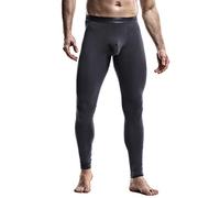 Ouruikia Pantaloni Termici da Uomo Leggings Invernali Lunghi Johns Pantaloni Termici Mutande 2 in 1, Grigio, L