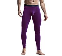 Ouruikia Pantaloni Termici da Uomo Leggings Invernali Lunghi Johns Pantaloni Termici Mutande 2 in 1, Viola, L
