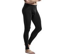 Ouruikia Pantaloni Termici da Uomo Leggings Invernali Lunghi Johns Pantaloni Termici Mutande 2 in 1, Nero, L
