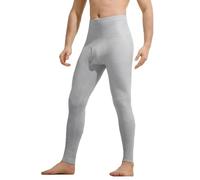 Ouruikia Pantaloni Termici da Uomo Vita Alta Lunghi Johns Collant Uomo Invernale Base Layer Leggings Cotone, Grigio Chiaro, XL