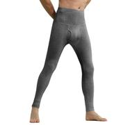 Ouruikia Pantaloni Termici da Uomo Vita Alta Lunghi Johns Collant Uomo Invernale Base Layer Leggings Cotone, Grigio Scuro, M