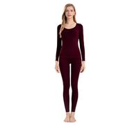 Ouruikia Set di biancheria intima termica da donna, in cotone, scollo rotondo, morbido, termico, calda biancheria intima da sci, rosso vivo, M