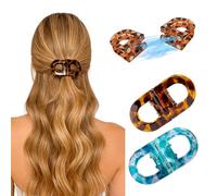 OuryTech Clip per capelli donna, set da 2 fermagli magnetici a forte tenuta, clip antiscivolo per styling e uso quotidiano (Fantasia leopardata e blu)